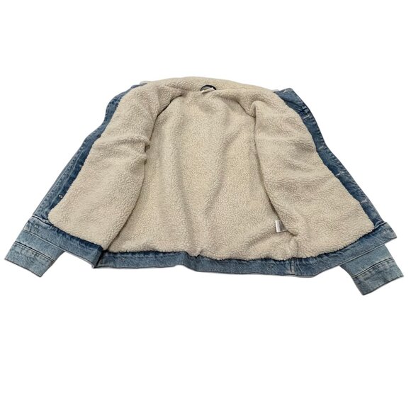 BDG Sherpa Denim Trucker Jean Jacket, Light Wash, L - Picture 5 of 9